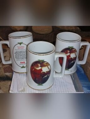 Coca Cola White and Gold Santa Ceramic Mug